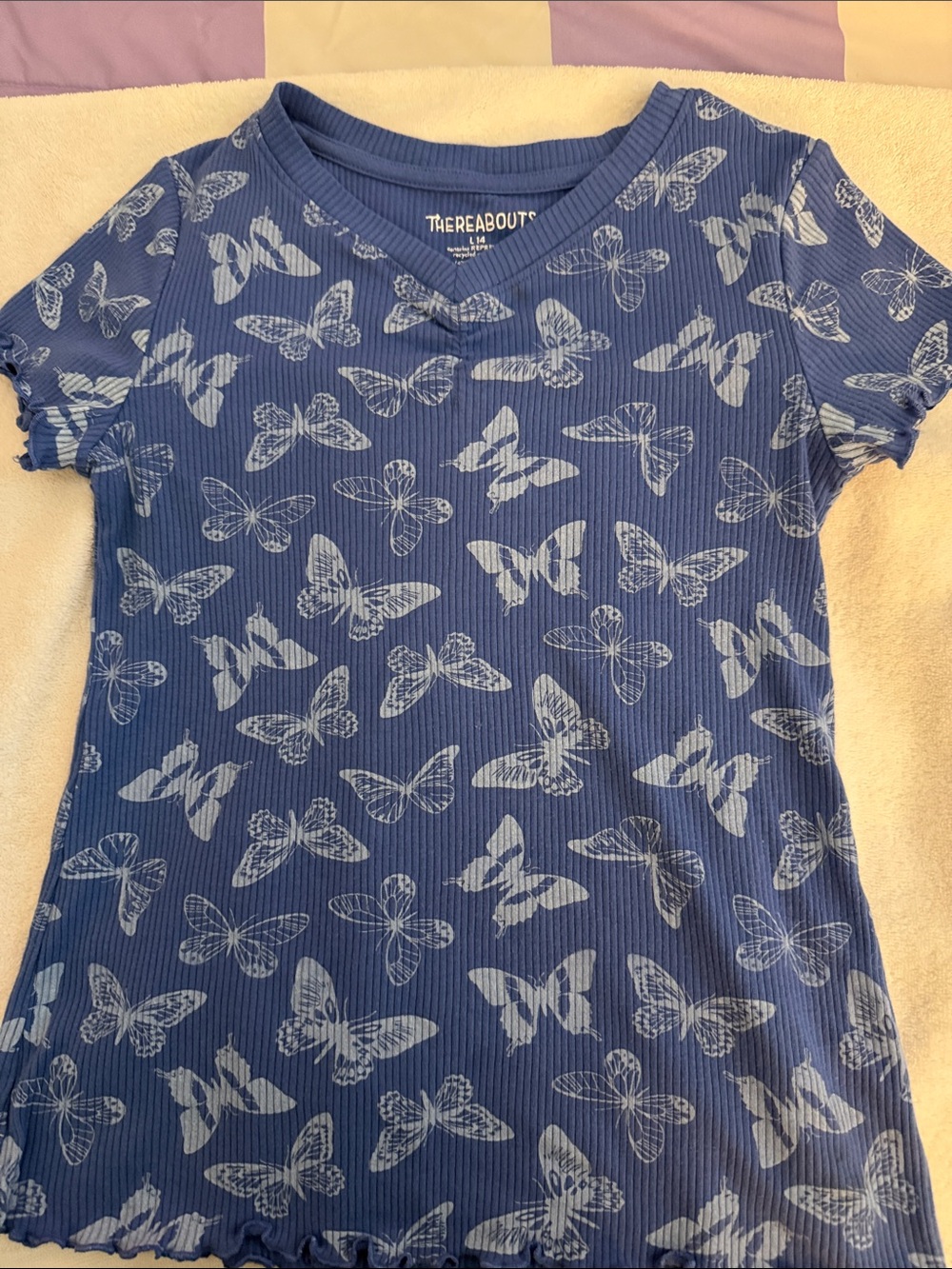 Thereabouts Blue Butterfly Short Sleeve Ribbed Tee